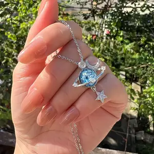 To My Daughter Universe Planet Star Necklace from Mom Dad Inspirational Daughter Birthday Gifts Jewelry Crystal Collar Chokers for Beautiful Daughter Granddaughter on Birthday Thanksgiving Day