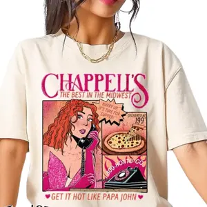 Chappell Roan Shirt Hot like Papa John  Midwest Princess Merch Gift for Her Concert T-Shirt Cotton Womenswear Comfy Round Neck Top Check
