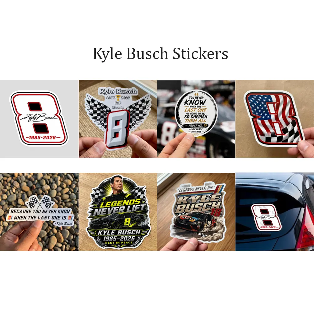 Kyle Busch #8 Sticker Decal NASCAR Racing 4 Kiss-Cut Stickers, Thank You For The Memories Sticker