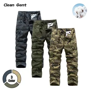 Clean Gent men’s practical camouflage cargo pants with flap design and multiple pockets, made from cotton fabric—soft, comfortable, and breathable—with drawstring, zipper, and button closures; suitable for everyday commuting and a Father’s Day gift.