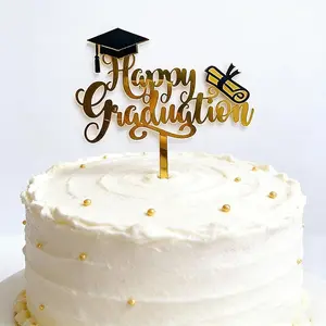 Graduation Cake Topper Set, Happy Graduation Glitter Decorations Ornaments for High School & College Grad Parties, 5-Piece Congrats Grad 2026 Kit