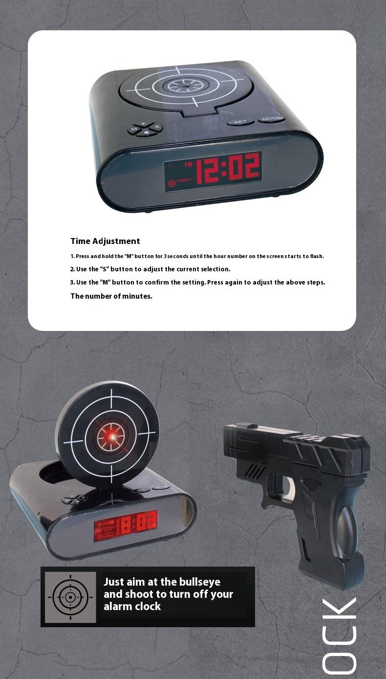 Battery Model Creative Novelty Shooting Toy Lazy Wake Up Alarm Clock