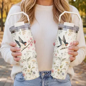 Printed 30oz Handheld Car Cup Stainless Steel Insulated Bottle Large Capacity Portable Handle Outdoor Sports Water Bottle