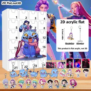 2D Flat 24pcs Cartoon Character Keychains Calendar, Portable Cute Design Key Rings, Party Favors, Daily Bag Accessories, Festival Gifts