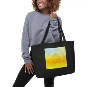 Watercolor Buddha Face 1 Large organic tote bag