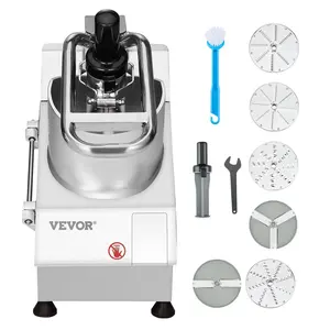 VEVOR Food Processor & Vegetable Chopper,  2 Feeding Holes Food-Grade Stainless Steel Food Processor Chopper with Detachable 6 Blades, 3mm/5mm/7mm/10mm Shredder, 2mm/4mm Slicer, for Vegetables, Fruit