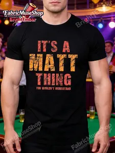 Matt-Themed Printed T-Shirt| Men'S 100% Crew Neck, Classic Fit, Heavyweight 220gsm, Casual Style, Multiple Sizes, Christmas Gift for Men and Women