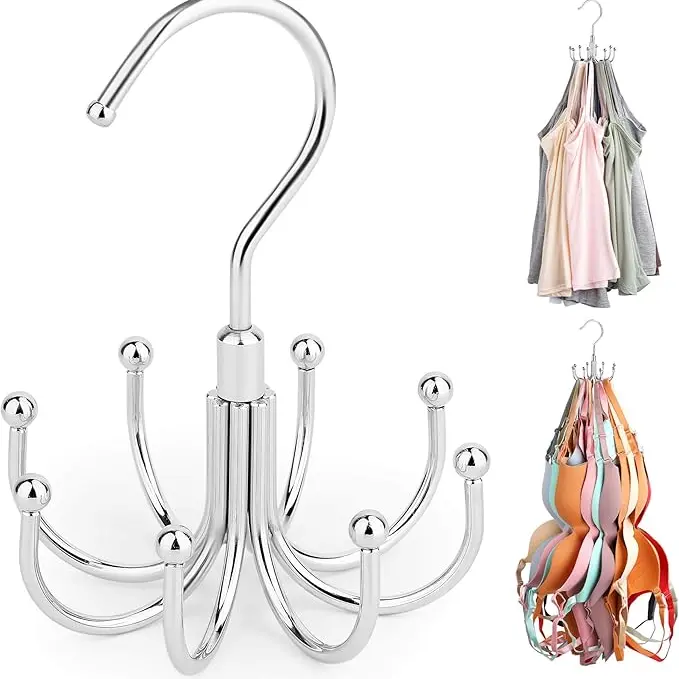 [New Deal] Metal Compact Cami & Sport Bra Hanger, 24-Capacity Rotatable Closet Organizer, Silver Space-Saving Home Storage Solution, Cami Hanger