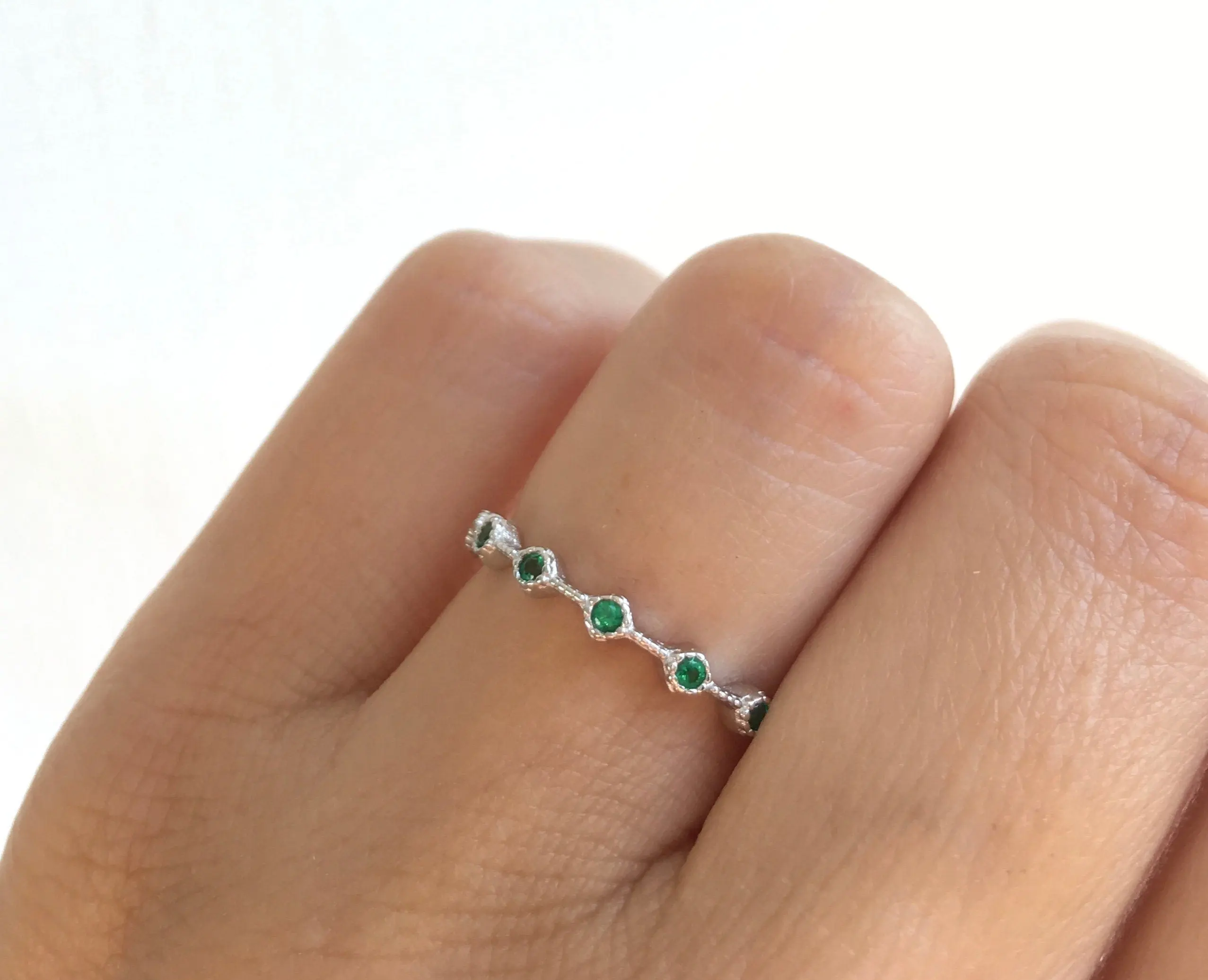 Green Emerald Eternity Band