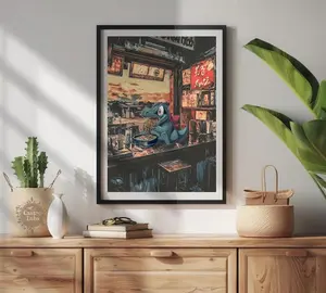 Totodile Ramen Series Print, Japanese Style Art, Ramen Noodles Design, Anime Wall Decor, Unframed Home Art Unique Artwork Art Illustrations