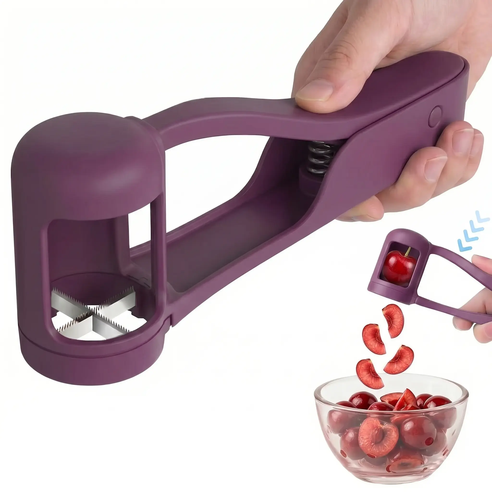 Hivekana Stainless Steel Grape Slicer - Kitchen Fruit Utensil for Toddlers, Quarter-Slices Grapes, Cherries, Tomatoes, Strawberries, Ideal for Salad Decoration