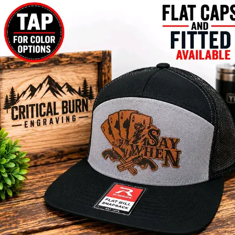 Say When Unisex Fitted Adjustable Snapback Flat Cap - Cotton-Leather, Embroidered Bullrider Design, Western Urban Cowboy Aesthetic, Casual Outfits Cap, Western Stuff, Men's Hats Snapback, Fashion Daily Wear Sports & Outdoor Hat
