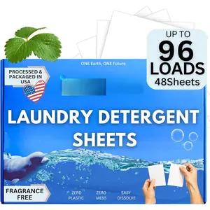 -Free Laundry Detergent Sheets - 96 Loads, , Plastic-Free & , Safe for  , HE Washer Compatible, Unscented Laundry Strips