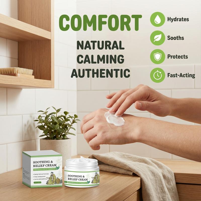 [TiktokBlackFriday]Soothing & Relief Cream with Honeysuckle & Peppermint - 30g, 100%25 Natural Plant Extracts, Gentle for All Ages, Fast Acting Relieve itching , Hydrates Dry & Sensitive Skin, Therapeutic Treatment for Flare-up,Eczema & Psoriasis