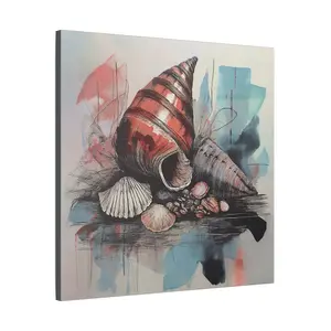 Seashell Canvas Art, Nautical Home Decor, Coastal Wall Art, Beach House Decoration, Ocean-Themed Artwork Ornaments Artistic