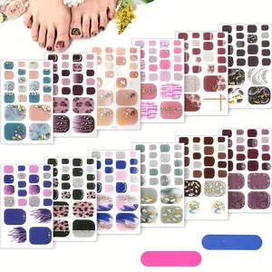 Toenail Polish Sticker, 12pcs/set 3D Rhinestone Full Nail Polish Wrap, Glass Crystal Adhesive Nail Polish Art Sticker, Nail Art Kit for Women & Girls