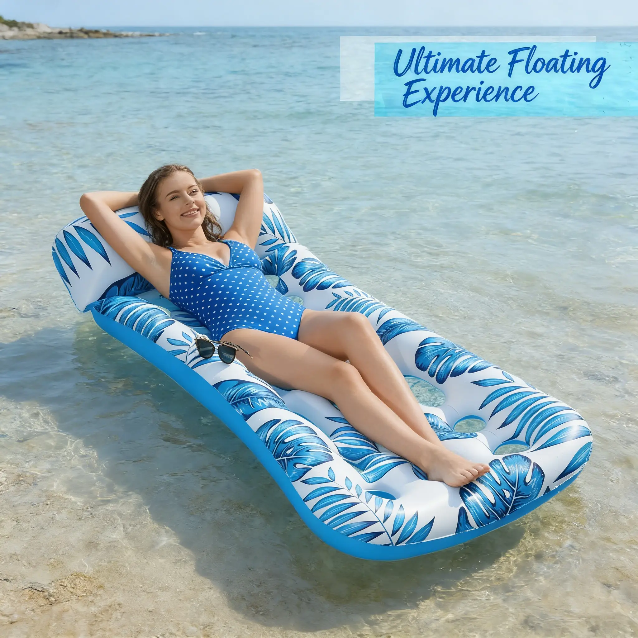 Inflatable Pool Float Lounge – Floating Rafts for Adults, Sun Tanning Lounger, Water Float for Swimming, Lake & Beach Party Toys