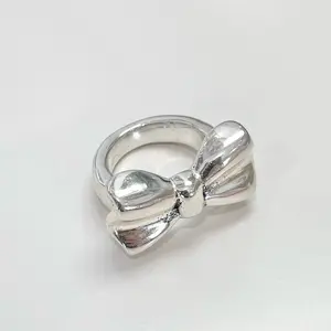 Sterling Silver 925 Lightweight Hollow Bow Ring Electroform Jewelry
