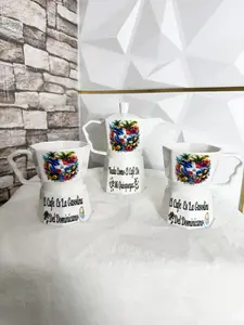 Caribbean Coffee Set – 2 Greca Style Mugs (12oz) + Coffee Server (20oz) | Dominican Republic, Puerto Rico & Cuba