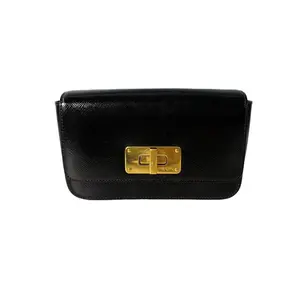 Pre-owned Leather Crossbody Bags Prada Saffiano Lux Turn Lock Flap Clutch Bag (Wallet on Chain)