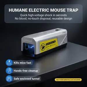 Electric Mouse Traps Indoor for Home, Reusable No-Touch Electronic Mouse Trap Zapper with Powerful Voltage Effectively Kills Mice in Living Rooms, Kitchens, Garages, and More