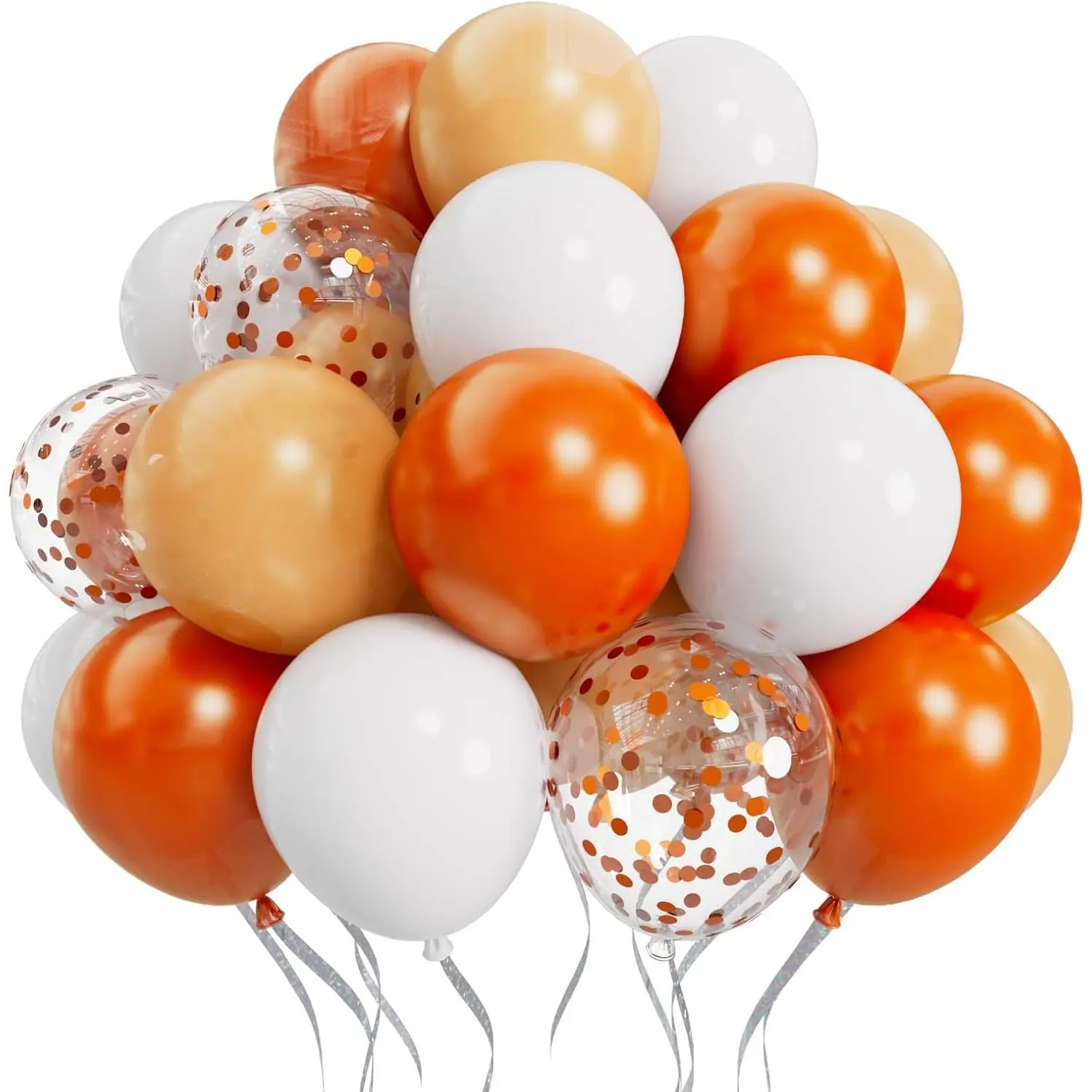 60 count Orange Confetti Balloons Set Latex Helium Chrome Burnt Orange Balloon for Birthday Graduation Halloween Party Decorations