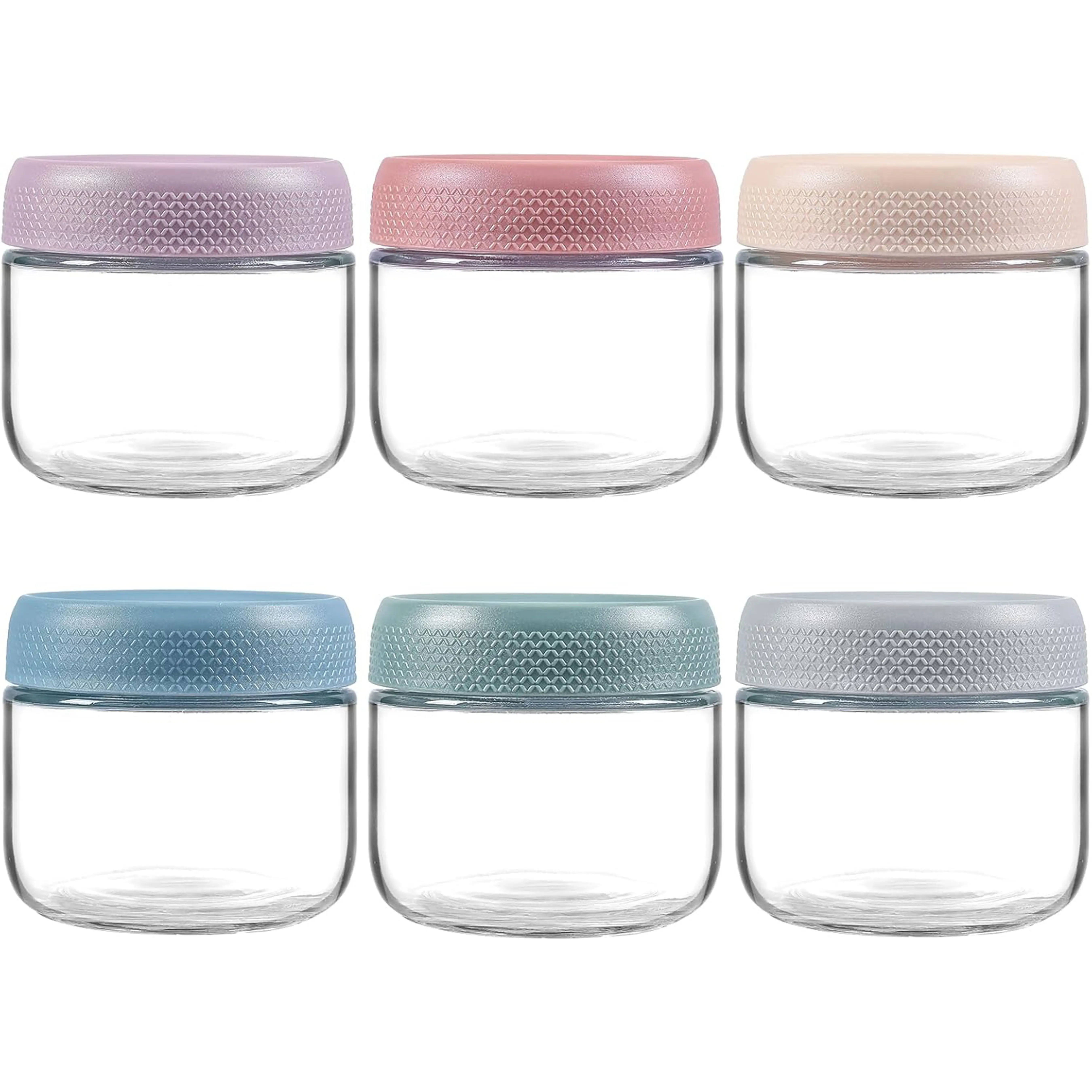 6-pack 8oz Glass jars with Airtight Lids, Overnight Oats Containers with Lids, Wide mouth Mason Salad jars, Glass Food Storage Containers for Snacks Yogurt Spice Sugar