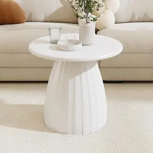 Round Side Table for Sofa, Mid Century Modern Round Nightstand, Metal Small Couch End Table, Circle Bedroom Night Stand, for Living Room, 18.3 Inches