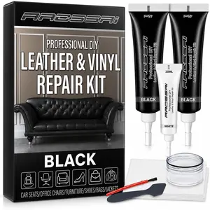 Black Leather & Vinyl Repair Kit, Sofa, Jacket,  Seats and Purse. Leather Repair Kit. Super Easy Instructions to Match Any Color, Restore Any Material, Bonded, Italian, Pleather, Genuine