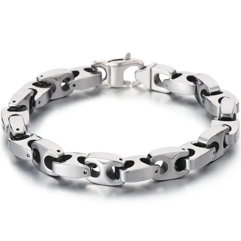 Heavy Tungsten Steel Men Bracelet for Man Women 9MM Width Chain Link Men's Wrist Bracelets Luxury Birthday Gifts for Friend Boys