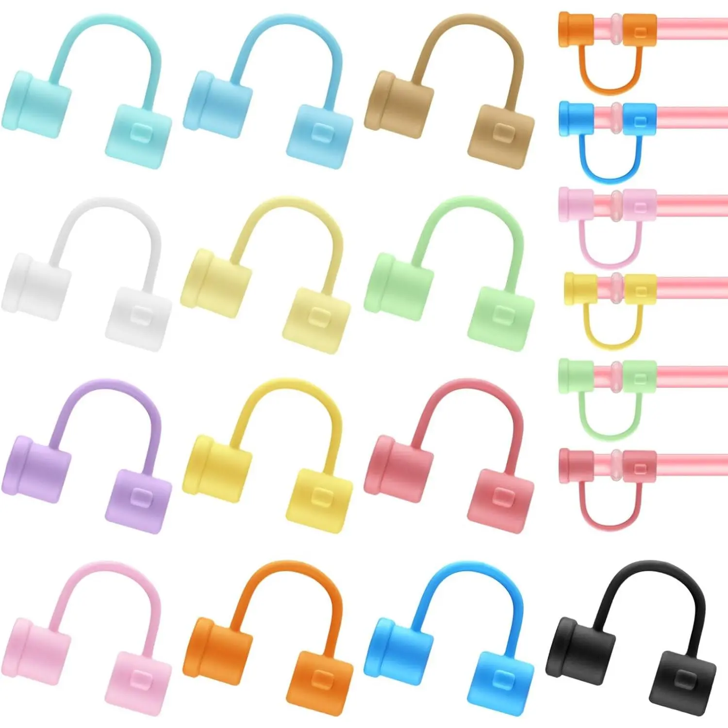 45 count  Straw Cover Caps 8mm  Straw Tips Dust-Proof Straw Toppers Colorful Straw Covers Plugs Straw Protector Accessories for  Drinking Straws