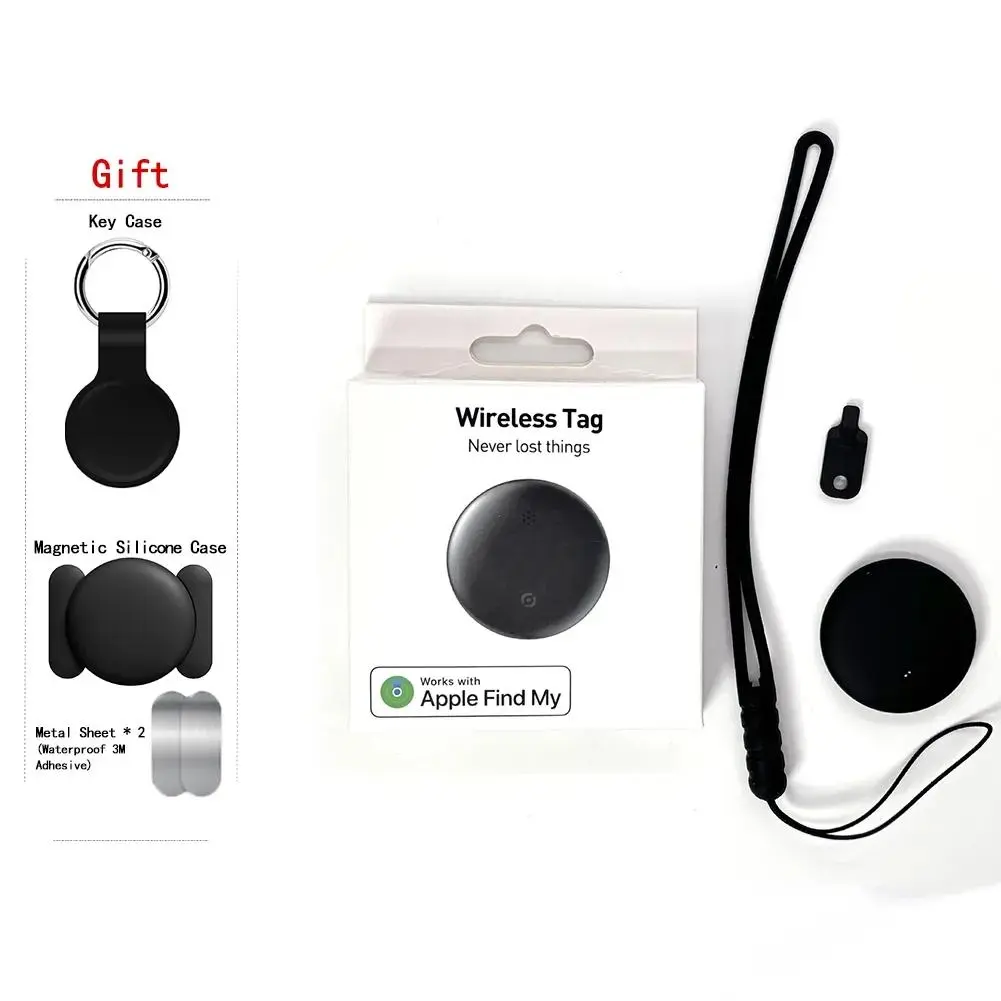 Wireless Item Tracker, 1 Pack Smart Tracker with Silicone Cases, Works with Apple Find My for Keys, Luggage, Backpacks, Pets, Replaceable Battery (iOS Only) Wireless Positioning Tracker Smart Key Finder