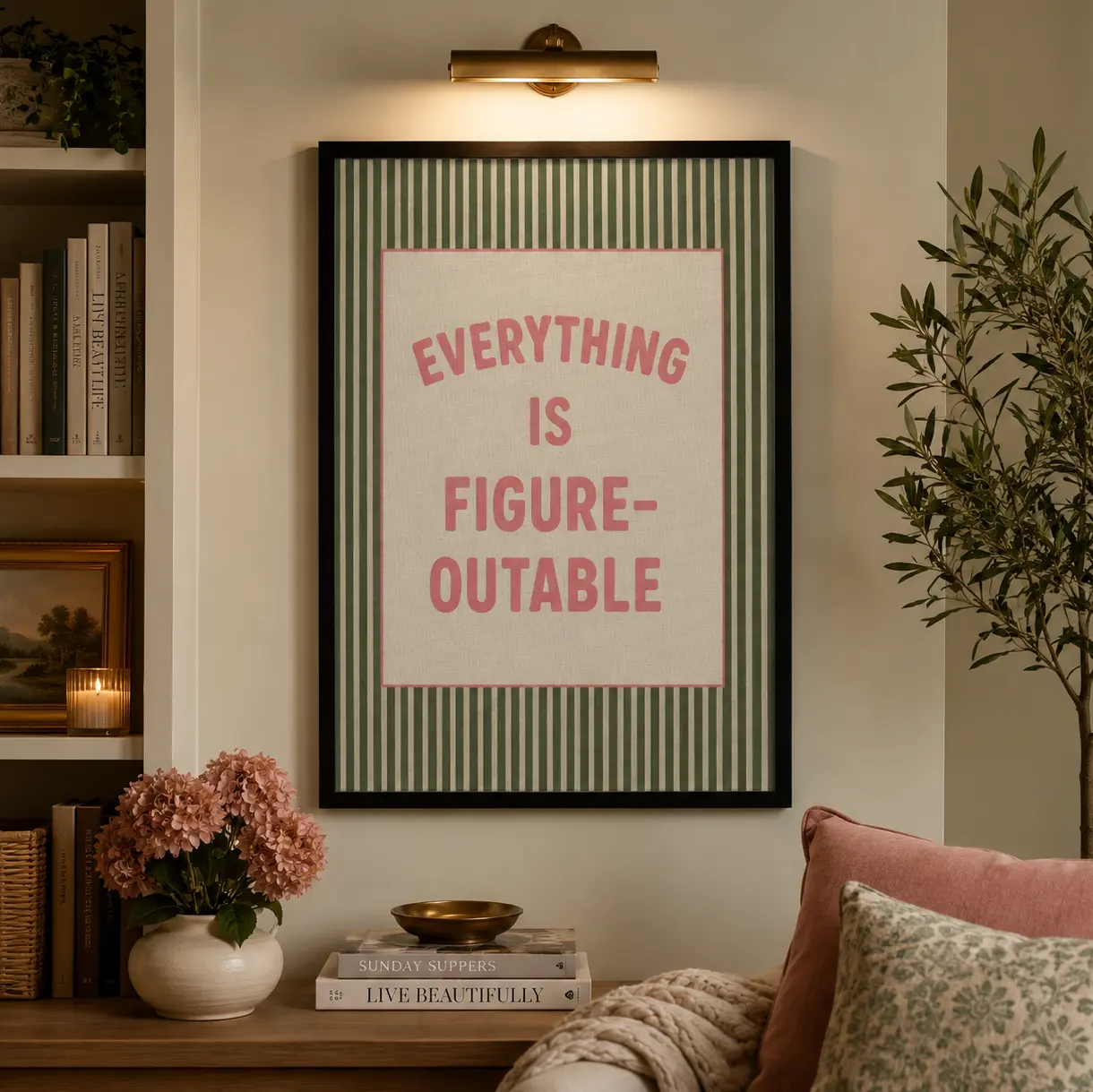 Vintage Motivational Quotes Everything Is Figureoutable Positive Affirmations Poster,  Retro Inspirational Wall Art Canvas Prints, Inspirational Wall Decor For Study Room Bedroom Dorm Office Classroom Home