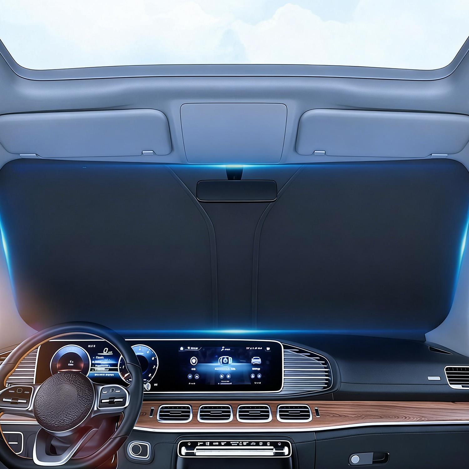 Iridescent Car Windshield Sun Shade, Foldable UV & Heat Blocker, Reflective Protector for Sedan SUV