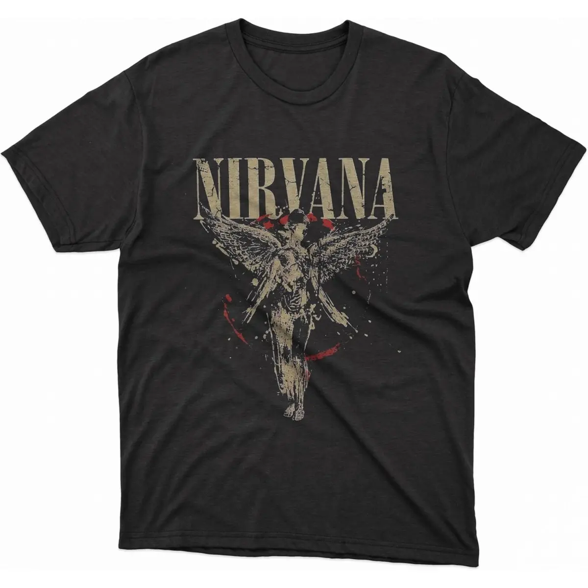 Mens Grayce Nirvana In Utero Angel Splatter Shortleeve Round Neck Knit Casual T-Shirt - Official Band Merch Menswear Graphic Tee, US Sizes, Alpha Colors tee casual crewneck street style short sleeve tee diet coke cotton unisex gift