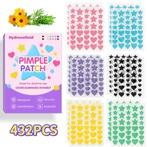 432PCS Cute Star & Heart Hydrocolloid Acne Patches Blemish Patches - 6 Colors 2 Sizes, Daily Face Care Cover Stickers