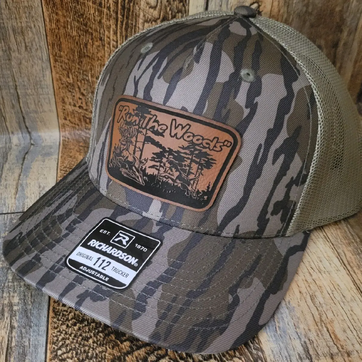 Model #112 Deer Driving Sun Protection Hat - Whitetail Deer Motif, Camouflage Pattern, Adjustable Fit, for Outdoor Hunting, Hunting Deer
