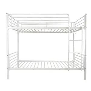 Metal Iron Bunk Bed Twin Over Twin, Industrial Bunkbeds Heavy Duty Bed with Safety Guard Rails and Space-Saving Design, Steel Bed for School, Bedroom