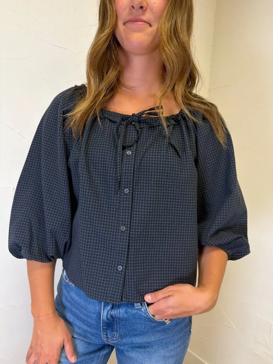 Gingham Peasant Blouse