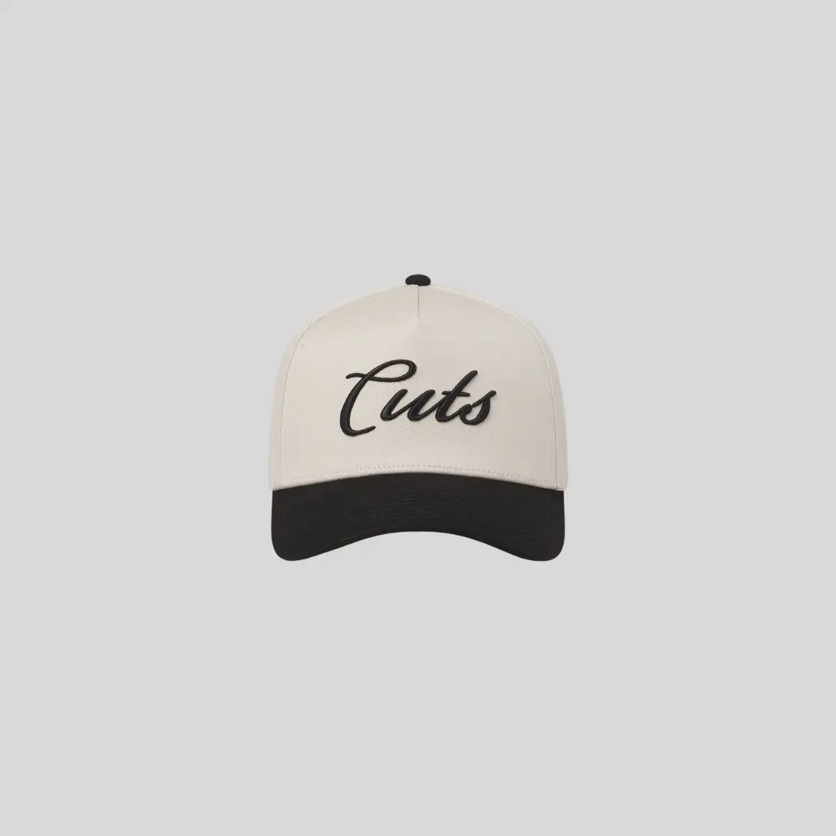 CUTS CLOTHING The Friday Projects Script A-Frame Hat - Custom Embroidery, Casual Trendy Fashion Hat, Black Script Logo, Limited Edition Clay/Black, Exclusive Merch Headwear, Cuts Embroidery Cap