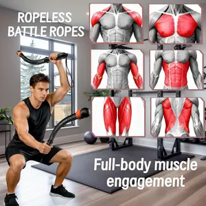 2Pcs Ropeless Battle Ropes for HIIT, Cardio, Strength & Low-Impact Training, Workout Equipment, Portable Weighted Home Gym Equipment Non-Slip Handle, Cordless Battle Ropes for Men & Women, Upgrad Battle Rope with Bag