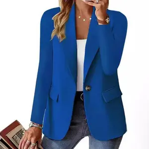 Long Sleeve Solid Color Cardigan Blazer for Women Tops White Suits Womenswear