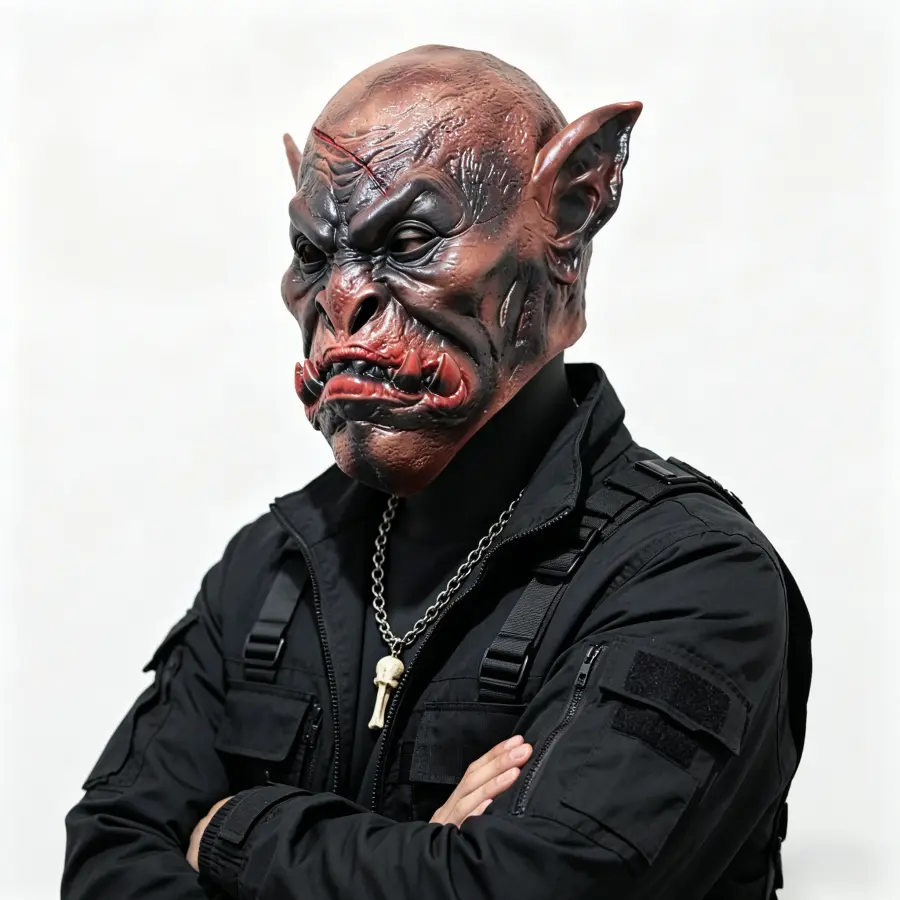 Hyper Realistic Full Face Orc Latex Mask - Eye-Comfortable Design, Scary Gothic Horror Mask, Dark Fantasy Halloween Costume Prop, TikTok Prank Party Accessory
