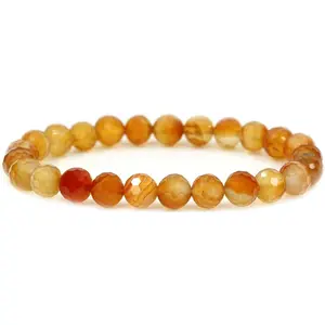 Natural Faceted Red Dream Agate Gemstone 8mm Round Beads Stretch Bracelet 7" Unisex