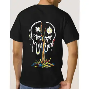 Unisex Smile Face Cartoon Print T-Shirt, Casual Streetwear Short Sleeve Tee, Regular Fit Summer Daily Tops