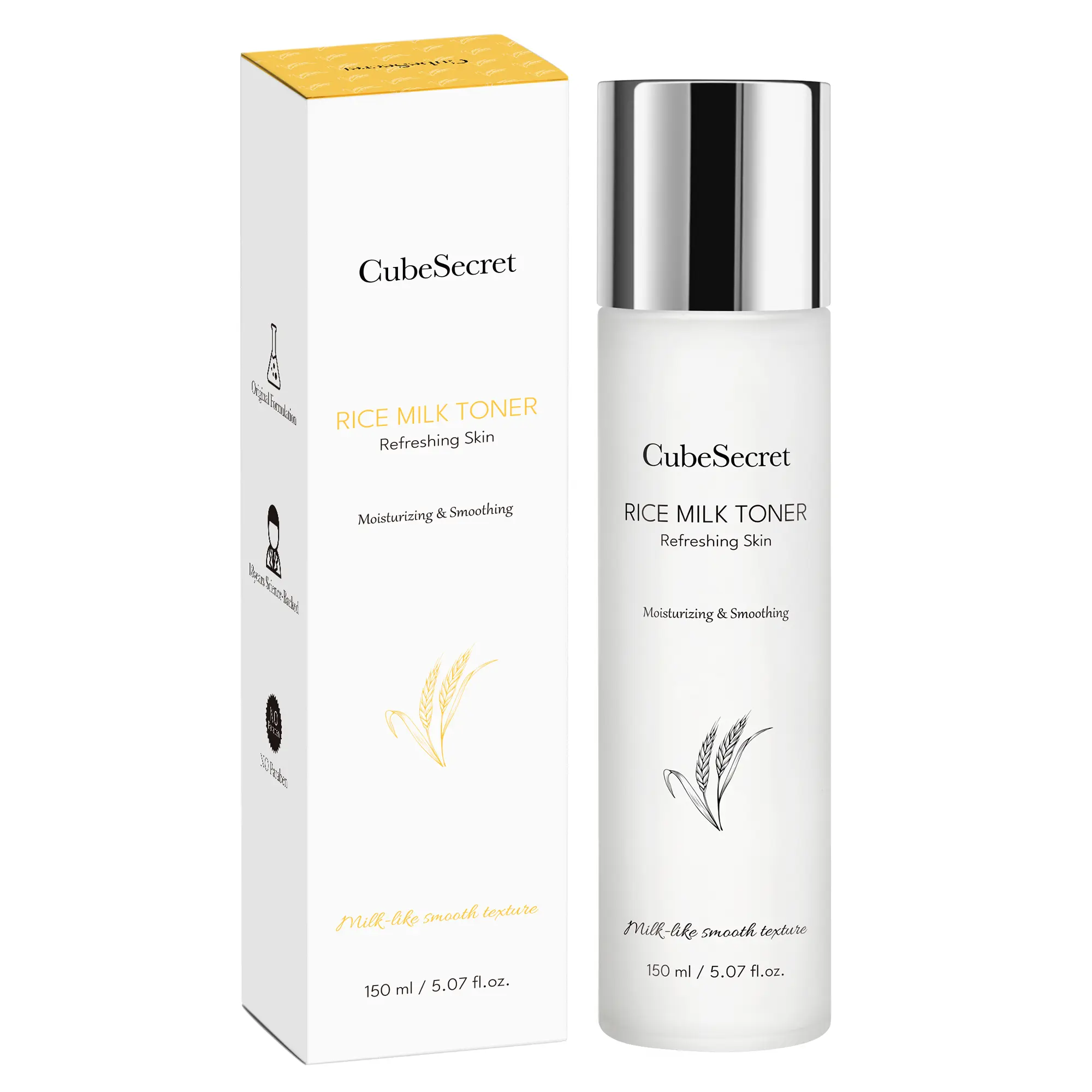 【CubeSecret】Rice Milk Toner 150ml,Refreshing and moisturizing, contains fruit acids ving skin smooth and radiafor anti-aging, leant, suitable for all skin types Moisture, Facial,  Gentle, thcc eye patches, rice ferment-based, skincare