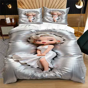 Marilyn Monroe Pattern Duvet Cover Set,Suitable for Adults as a Bedroom Decoration Gift,Including 1 Bedspread and 1 or 2 Pillowcases (Excluding Quilt and Pillow Inserts)