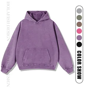 Holafish Women's Winter Cotton Oversized Acid Wash Hoodie Pullover Sweatshirt with Kangaroo Pocket Loose Fit Minimalist Design for Casual Wear Comfy Crewneck Long Sleeve Basic Tops - Womenswear Hoodie