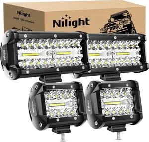 Nilight 2PC 4Inch Triple Row Led Light Pods 60W Flood Spot Combo 6000LM 2Pcs 6.5 Inch 120W Triple Row Light Bar Flood Spot Combo 12000LM Driving Boat Off Road Trucks Lights Super  dealsforyoudays