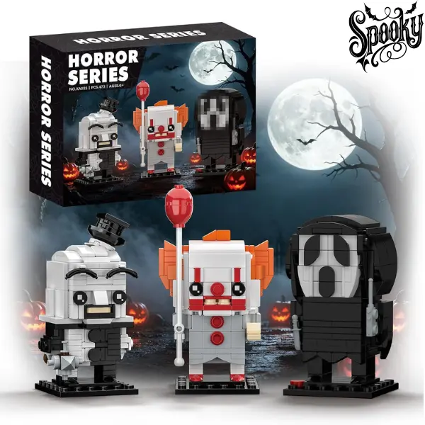 Halloween Clown Horror Building Block Set, Scary Movie Action Figure Building Toys, Creative Collectible Bricks Kit for Adults, Teens & Kids, Spooky Halloween Decor, Gifts for Fans & Friends